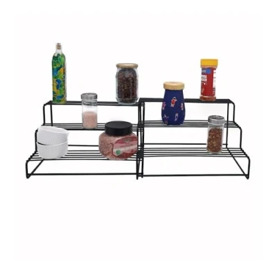 Image of Buckingham Premium 3 Tier Expandable Spice &amp; Herb Rack Jar Holder Cupboard Organiser High End
