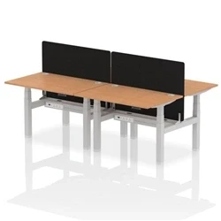 Image of Air B2B 1200x800mm Adjustable 4P Bench Desk CP Oak/Silver + Screen