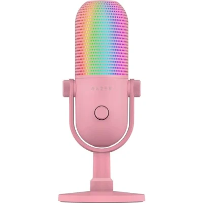Image of Razer Seiren V3 Chroma RGB USB Microphone with Tap to Mute Quartz Edition