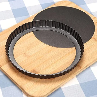 Image of Quiche Pan,Tart Pan,28cm Flan Tins with Loose Base,Fluted Tart Tin,Flan Tin Removable Bottom,Mini for Baking,Pie Dish,Non Stick Mould,Fluted Round Deep Dish,Quiche Dish