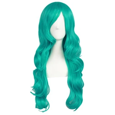 Image of MapofBeauty Charming Synthetic Fiber Long Wavy Hair Women&#039;s Party Full Wigs (Dark Turquoise)