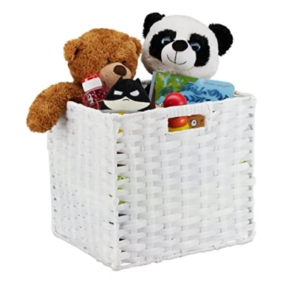 Image of Relaxdays Storage, Square Polypropylene Bathroom and Children&#039;s Room, Shelf Basket Braided, White, 31 x 32 30 cm,10025163_49