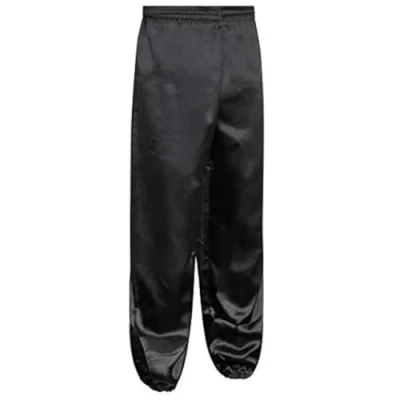 Image of Playwell Tai Chi/Wushu 100% Silk Black Cuffed Ankle Trousers 5/180cm