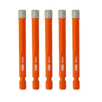 Image of BGTEC Dry Diamond Drill Bits 5pcs 8mm with Quick Change Hex Shank for Granite Marble Porcelain Tile Ceramic