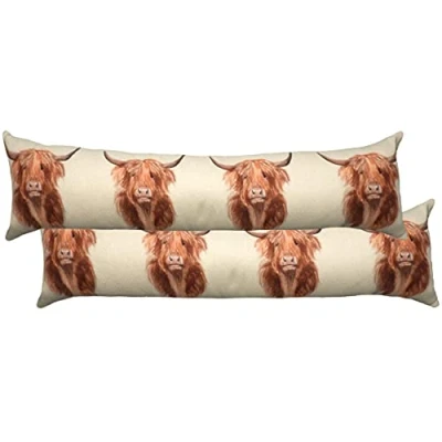 Image of Evans Lichfield Hunter Highland Cow Draught Excluder, Multi, 92 x 23 cm