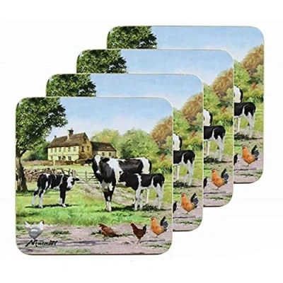 Image of Macneil Studios Cow and Calves Farmyard Set of 4 Coasters or Drink Mats