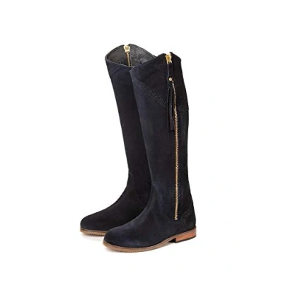 Image of Ladies Rievaulx Suede Slim Fit Riding Boots Womens Tall Leather Country &amp; Equestrian Footwear (3 UK, Navy)