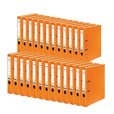 Image of Exacompta Ref 11286796007F FALKEN Vegan PP Lever Arch Files Suitable for A4 Documents, 50mm Spine, Spine Label, Metal Finger Hole Orange (Pack of 25)