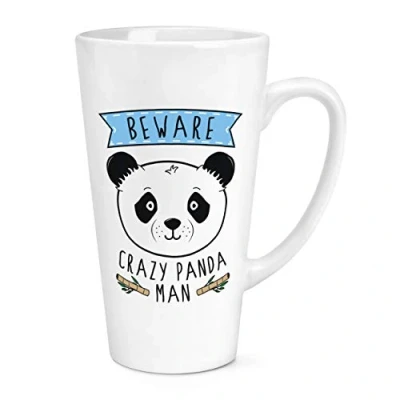 Image of Beware Crazy Panda Man 17oz Large Latte Mug Cup