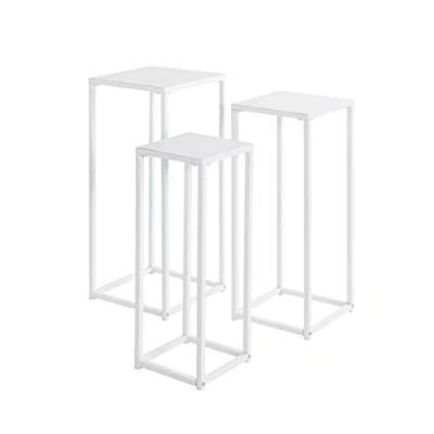 Image of HAKU Mobel Set of 3 Flower Column White, Metal Size: W 22/26/30 cm X H 61/66/71 D cm, Style: Modern