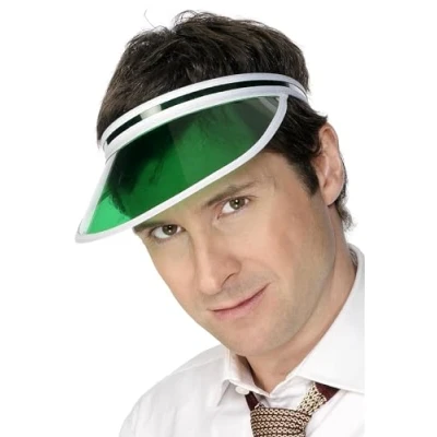 Image of Smiffys Poker Visor, Green , 1980&#039;s Fancy Dress, Adult Dress Up Hats