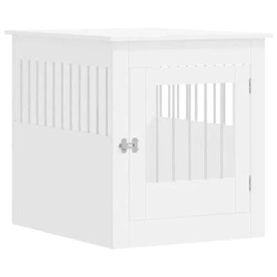 Image of &quot;vidaXL Dual Function Dog Crate Furniture with Lockable Door White Engineered Wood Doghouse Versatile Kennel Cage can act as End Table&quot;