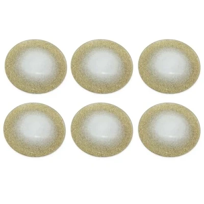 Image of Pack of 6 Champagne Gold Swirl Mirrored Glass Glitter Coaster Round Mirror Display Candle Plate Tray 10cm