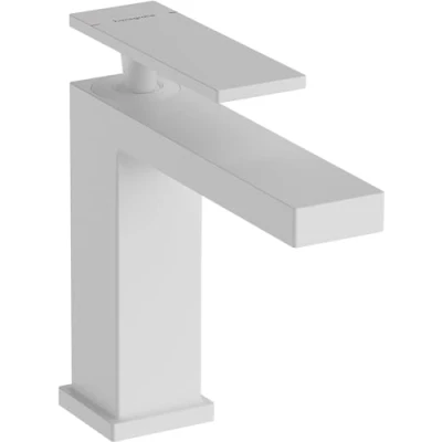 Image of hansgrohe Tecturis E bathroom tap without waste, sink with spout height 110 mm, basin mixer water saving (EcoSmart+), matt white, 73011700