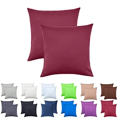 Image of NatureMark 2 Pack Jersey Cushion Covers Pillow Cases / for Body Pillows Neck Cushions Assorted Sizes and Colours öko Tex, 100% Cotton, Burgundy Red, 80 x cm