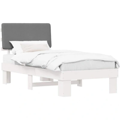 Image of vidaXL Bed Frame with Upholstered Headboard Light Grey 90 x 190 cm