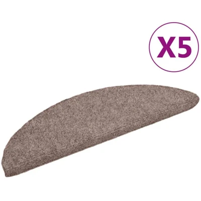 Image of vidaXL Self adhesive Stair Mats 5 pcs Brown 56x17x3 cm Needle Punch