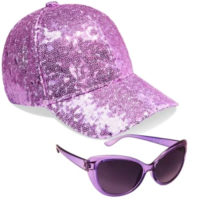 Image of CityComfort Girls Cap and Sunglasses Set, Baseball UV (Purple)