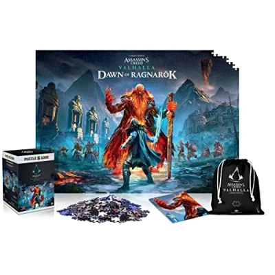 Image of Assassin&#039;s Creed Valhalla: Dawn of Ragnarok 1000 Piece Jigsaw Puzzle Includes Poster and Bag 68 x 48 for Adults &amp; Kids Age 14 Years Up Perfect Christmas Birthday Gift Game Artwork