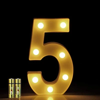 Image of HONPHIER® LED Number Lights Marquee Decoration Light Up Numbers Night Sign for Home Party Wedding Anniversary Decor Battery Operated (5)