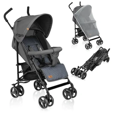 Image of Lionelo ELIA Lightweight Stroller for Toddlers from 6 Months to 3 Years, Compact &amp; Foldable Travel Pushchair with XXL Sunshade, 5 Point Safety Harness, Shock Absorbent Wheels Large Shopping Basket