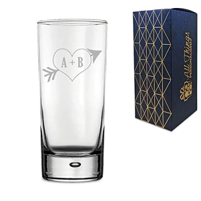 Image of Personalised Engraved Novelty Hiball Tumbler with Love Heart Design, Gift Boxed, Personalise for Any Occasion