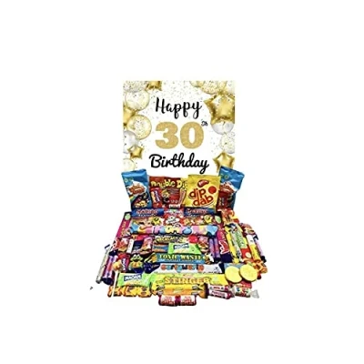 Image of Happy 30th Birthday Sweets Pick N Mix The Ultimate Retro Sweet Selection 70s 80s Box Hamper Present gift for Christmas well done Thank you