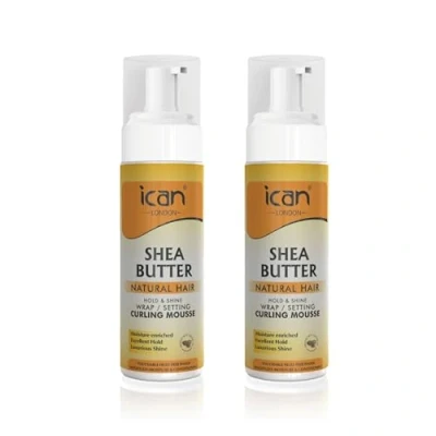 Image of ICAN LONDON SHEA BUTTER WRAP SET MOUSSE FOR SOFT, SMOOTH HOLD &amp; SHINE 2 X 207ML