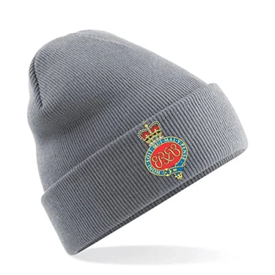 Image of PSave Grenadier Guards Insignia Mens Premium Embroidered Beanie Hat, Bob Hat British Army Military (Grey)