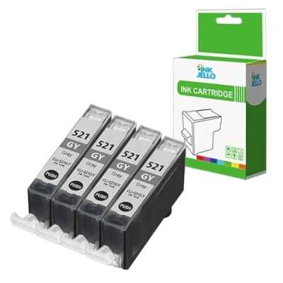 Image of InkJello Ink Cartridge For Printer, Compatible With Canon Pixma MP980 MP990 MX860 CLI 521 (Grey, 4 Pack)