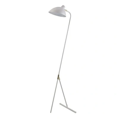 Image of Teamson Home Delicata Monopod Standard Task Floor Lamp with White Shade, Reading Spot Light, Modern Tall Lighting for Living Room or Office