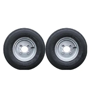 Image of A pair of 400/4.00 x 8 inch trailer wheels and tyres with 4 ply tyre PCD 400 (NOT SUITABLE FOR ERDE TRAILERS) Pt no. LMX1596 PLEASE DO NOT BUY UNTIL YOU HAVE CHECKED YOUR