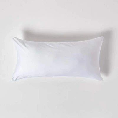 Image of HOMESCAPES White Organic Cotton Euro Size Pillowcase 40 x 80 cm 400TC 600 Thread Count Equivalent Pillow Case with Zip