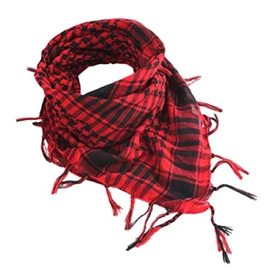 Image of HshDUti Desert Shemagh Scarf Stylish Versatile Fashion for Men &amp; Women Plaid Military Tactical/Desert Keffiyeh Wrap Red