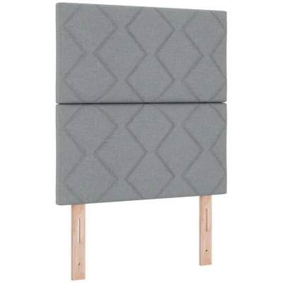 Image of vidaXL LED Headboard Diamond Blocks Design Light Grey 80 cm Fabric