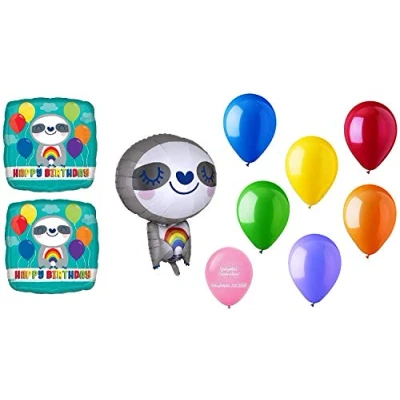 Image of Amscan 4129001 Sd Sq: Hbd Sloth With Rainbow