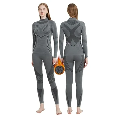 Image of MeetHoo Thermal Underwear for Women, Winter Warm Base Layer Compression Set, Fleece Lined Long Johns Running Skiing