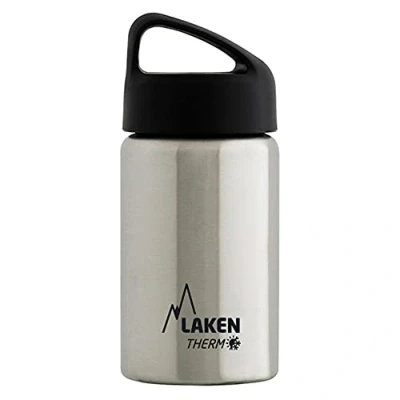 Image of Laken Thermo Classic Vacuum Insulated Stainless Steel Water Bottle Wide Mouth 350ml, Plain / Silver