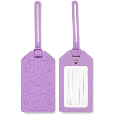 Image of Kate Spade New York Pink Silicone Luggage Tag with Strap, Flower (purple)