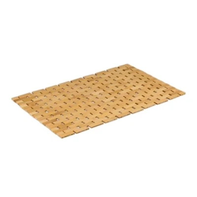 Image of Relaxdays Bamboo Mat, 60x40 cm, Non Slip, for Shower or Sauna, Bathroom Accessory, Decorative, Rollable, Natural, 60 x 40 cm