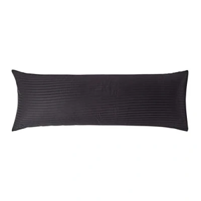 Image of HOMESCAPES Black Pure Egyptian Cotton Body Pillowcase 330 TC 500 Thread Count Percale Equivalent Satin Stripe Long Pillow Case for Nursing Pregnancy and Elderly Support