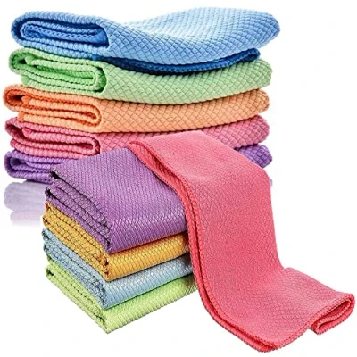 Image of 5pk of Fish Scale Microfiber Polishing Cleaning Cloth Absorbent Without Leaving Marks Multifunctional Streak Free Easy Reusable Lint For Kitchen House Car 40x30cm