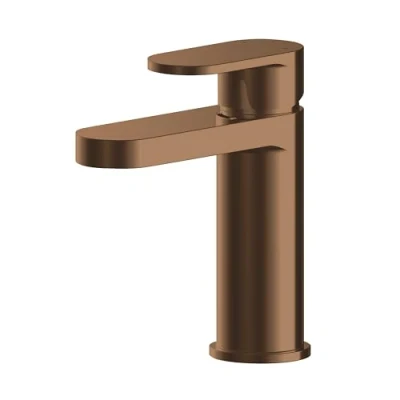 Image of Current Round Mono Basin Mixer Tap with Push Button Waste Brushed Bronze Balterley