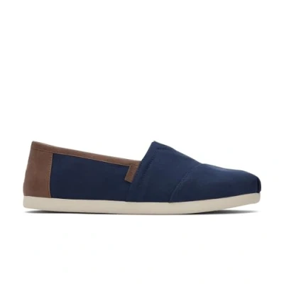 Image of TOMS Men&#039;s Alpargata Classic Sneaker, Navy Brushed Twill/Tan Synthetic, 9 UK