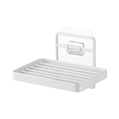 Image of Yamazaki 4540 TOWER Film Hook Soap Tray, white, Polycarbonate/PET/Polyurethane, Minimalist, 12 x 8.5 7.8 cm