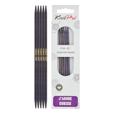 Image of KnitPro J’Adore Cubics Double Pointed Knitting Needles Sets of 5 Wooden Pins for Socks Hats Mittens Short Round 15cm x 4.50mm, 26 1910101018, Purple