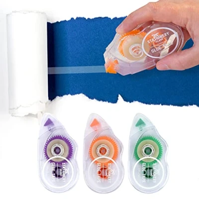 Image of STATIONERY ISLAND Glue Roller Tape Mouse 3 Pack 10mx8mm Adhesive Scrapbook Runner Supplies Double Side Dispenser Applicator for Crafting, Cards, Photo, Journal and Scrapbooking
