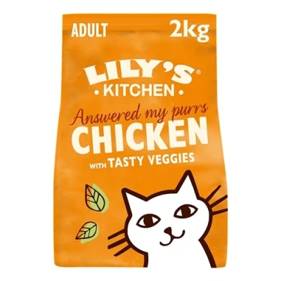 Image of Lily&#039;s Kitchen Made with Natural Ingredients Adult Dry Cat Food Bag Chicken Veggies Grain Free Recipe 2kg