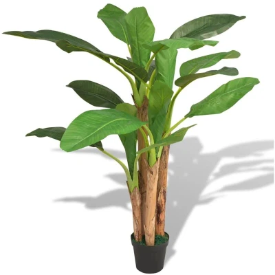 Image of &#039;vidaXL Artificial Banana Tree Plant with Real Wood Trunk and Plastic Leaves Perfect for Home or Office Decor 175 cm Green