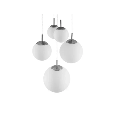 Image of Lindby pendant light Heleska, white, glass, 5 bulb, Ø 50 cm